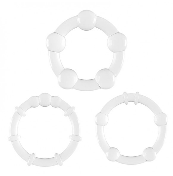 MizzZee - Stimulation Penis Rings (Full Set 3 Pieces - Transparent)